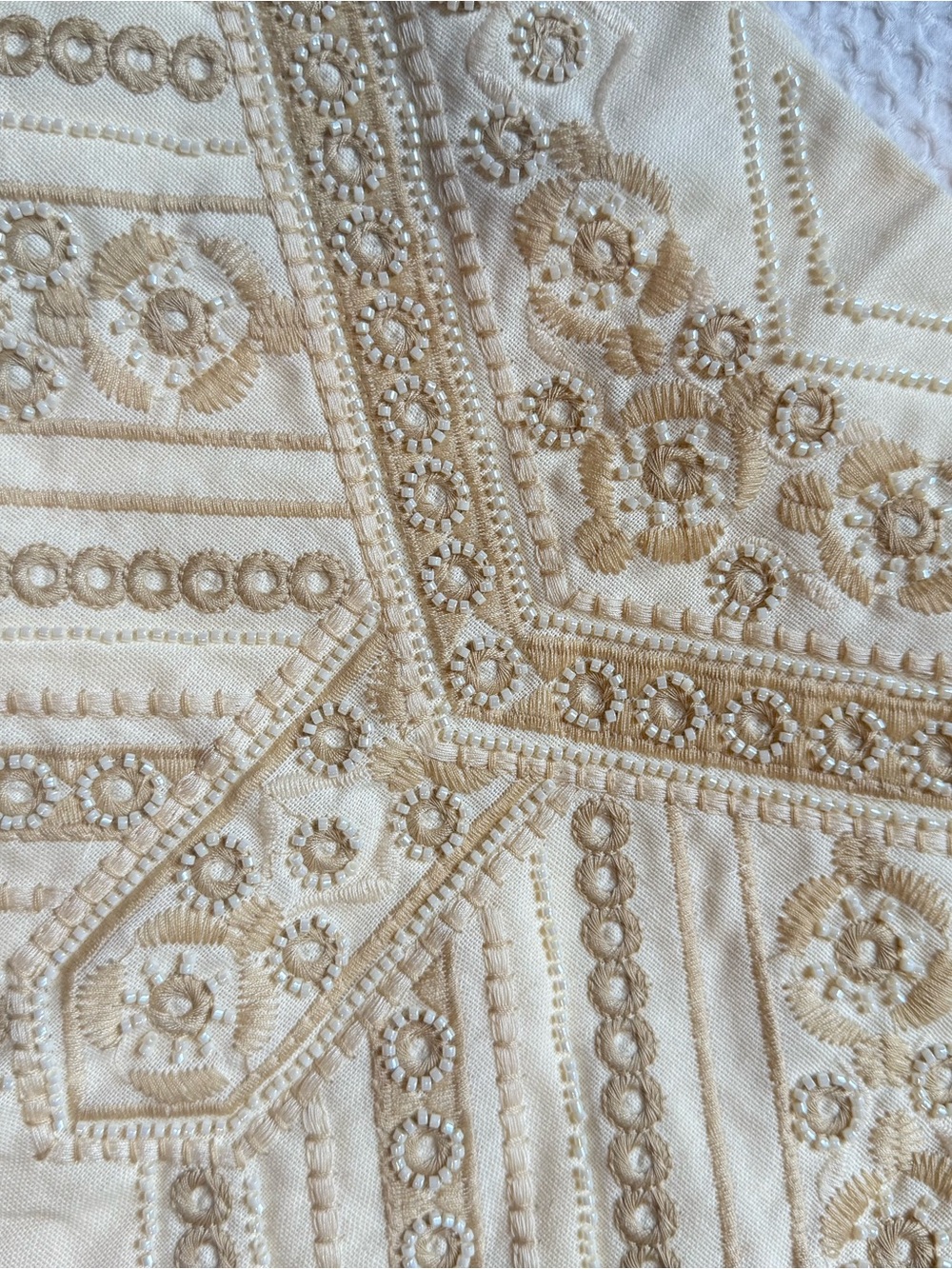 NWT | 12th Tribe | Del Sol Cream Beaded Micro Mini Skirt - Picture 4 of 5